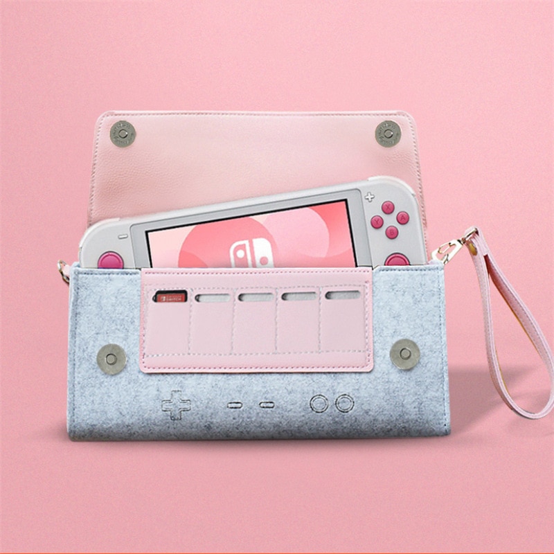 Pink Nintendo Switch Switch Lite Case Leather Felt Storage Bag NS Game