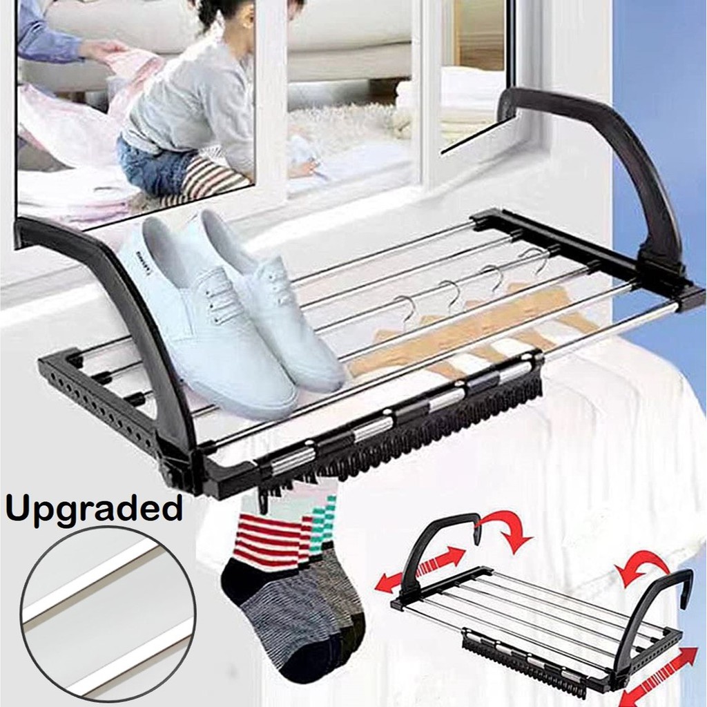 Clothes Drying Rack Balcony - Stainless Steel Folding Towel Laundry ...