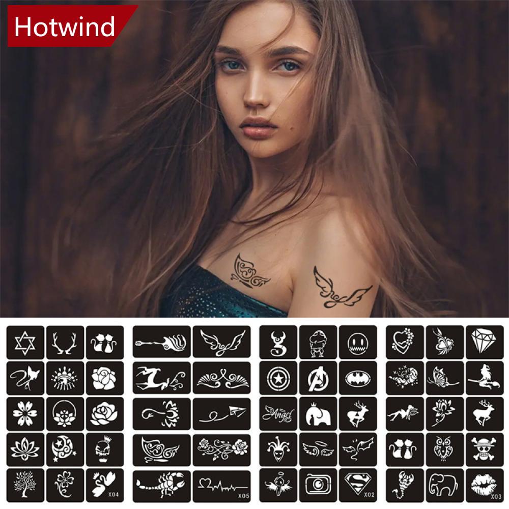 HOTWIND 15pcs/sheet Simple Tattoo Stencils Arm Back Neck Tattoo