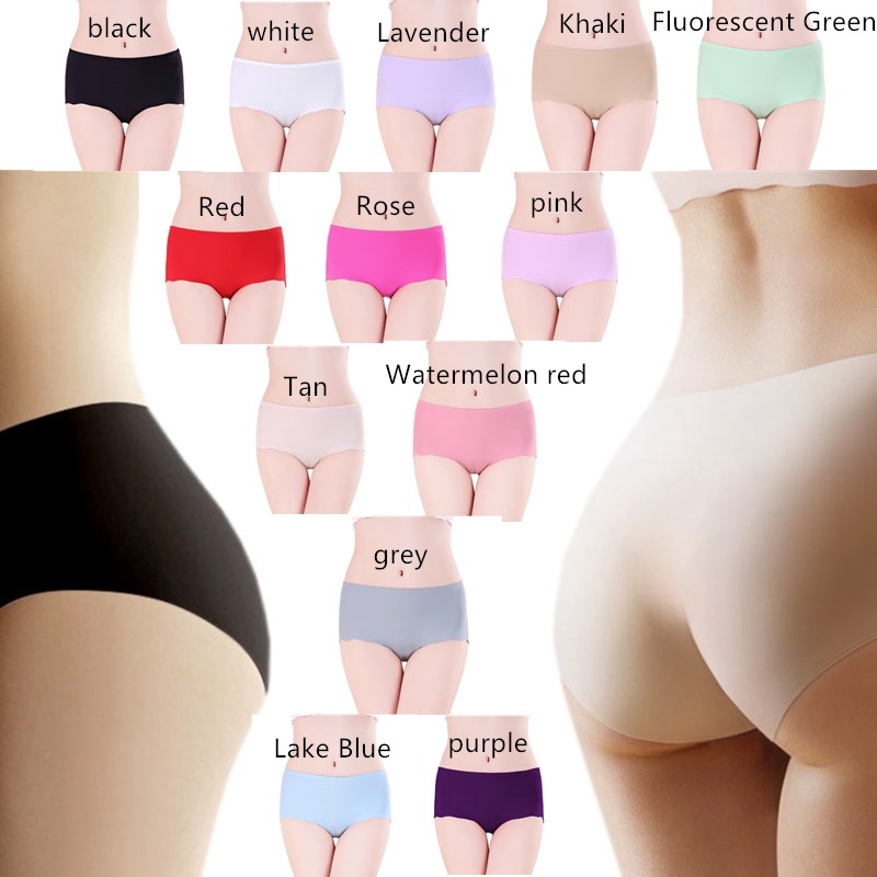 Women's Seamless Panties Ice Silk Ultra-thin Underwear Briefs Mid-Waist Knickers