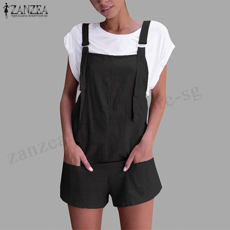 Image of ZANZEA Women Summer Sleeveless Straps Oversize Short Jumpsuits