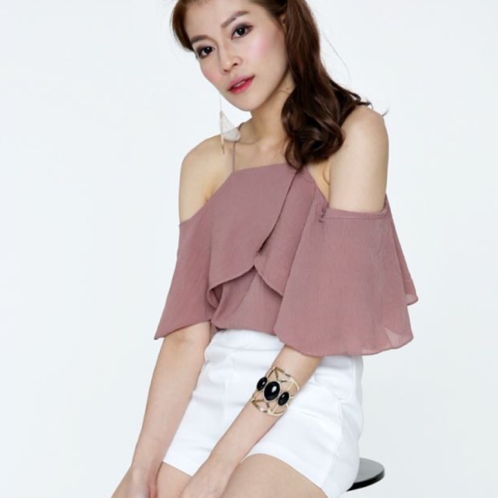 blush ruffle top