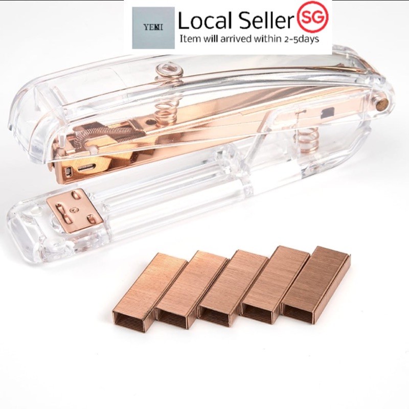 [SG STOCK]stapler rose gold stapler silver chrome rainbow rose gold stapler bullet stable gun