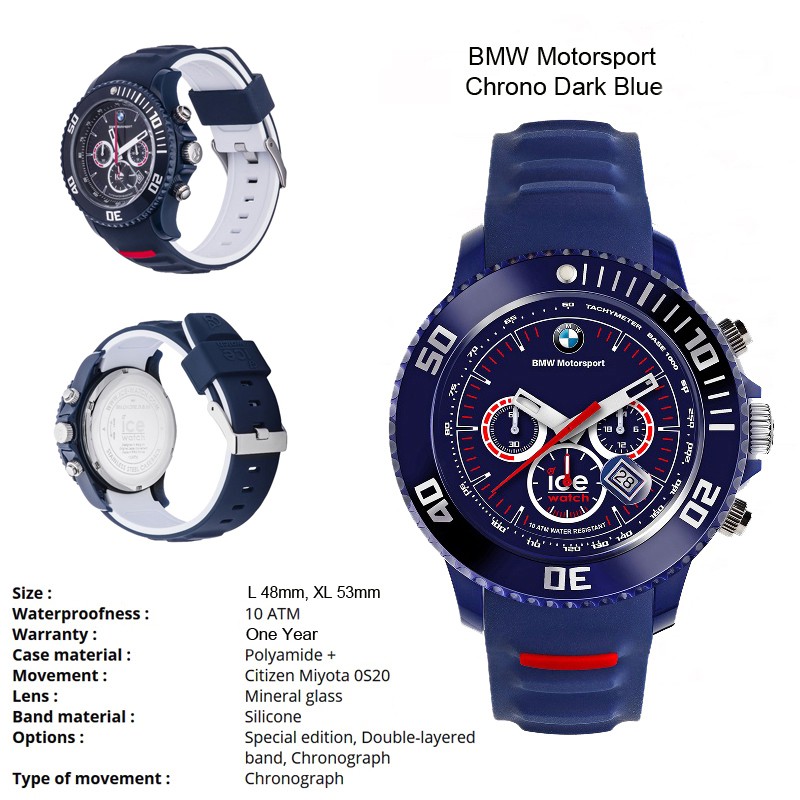 Ice Watch Bmw Motorsport Chrono Sili Collection Dark Blue Large 48mm Shopee Singapore