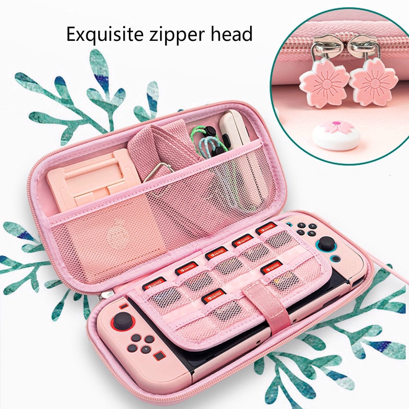 Nintendo Switch Pink Cherry Blossom Bag Animal Crossing Marshal Storage Bag Protective Cover NS ...