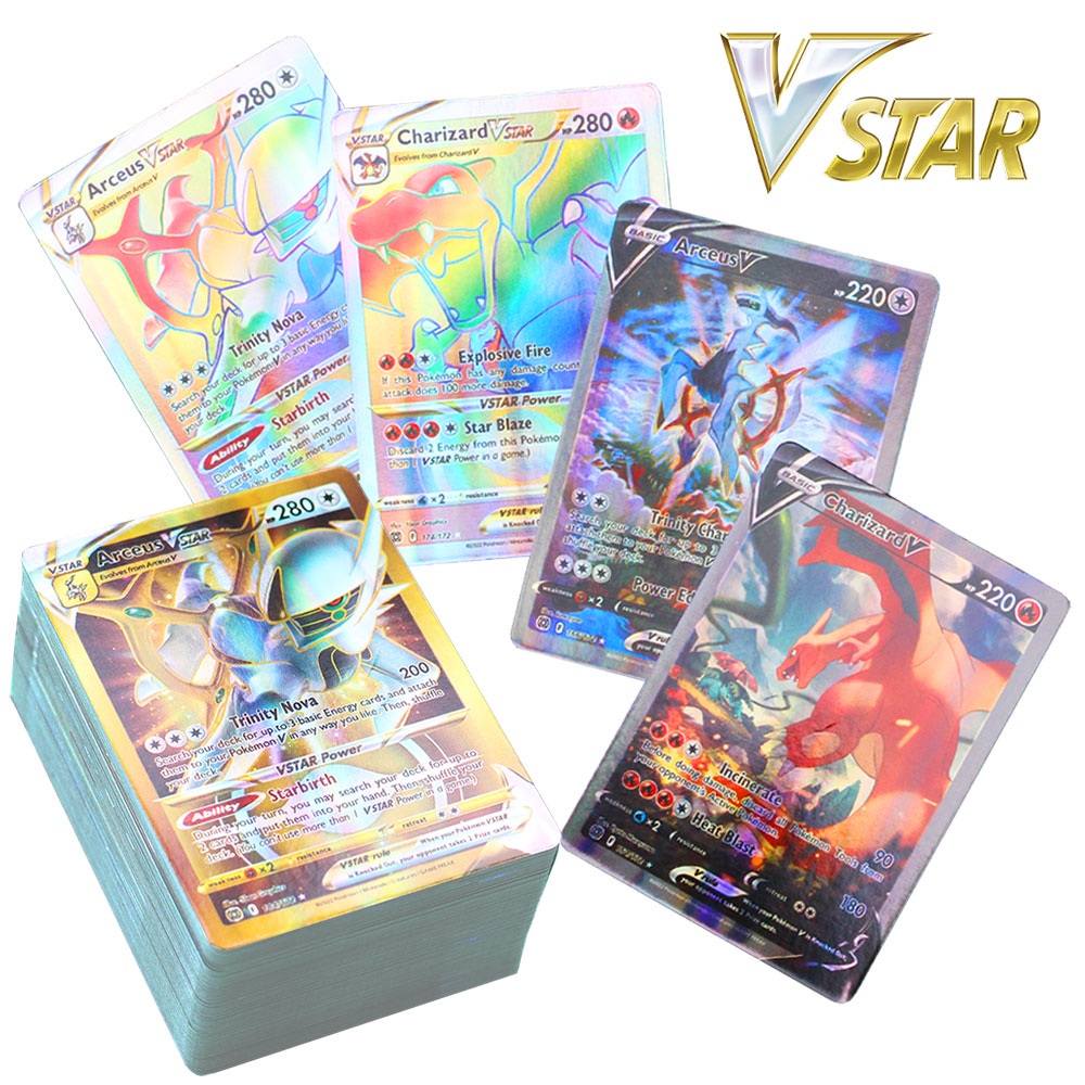 Oversized Pokemon Cards Vstar Vmax Gx In English Letter With Rainbow Arceus Shiny Charizard Kids Gift Astros Brillantes Shopee Singapore