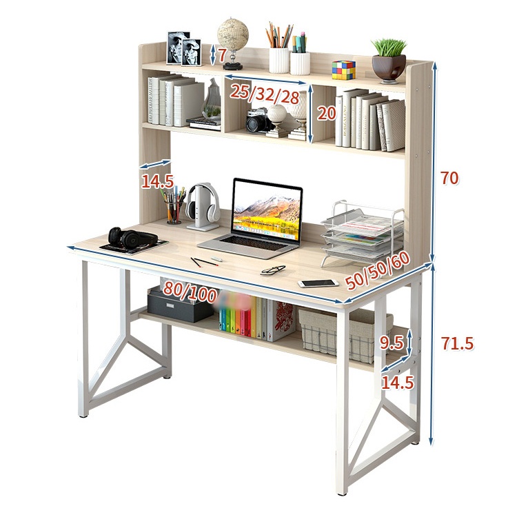 🇸🇬Alexey Scandinavian Study table with Book Rack/ SpaceSaving