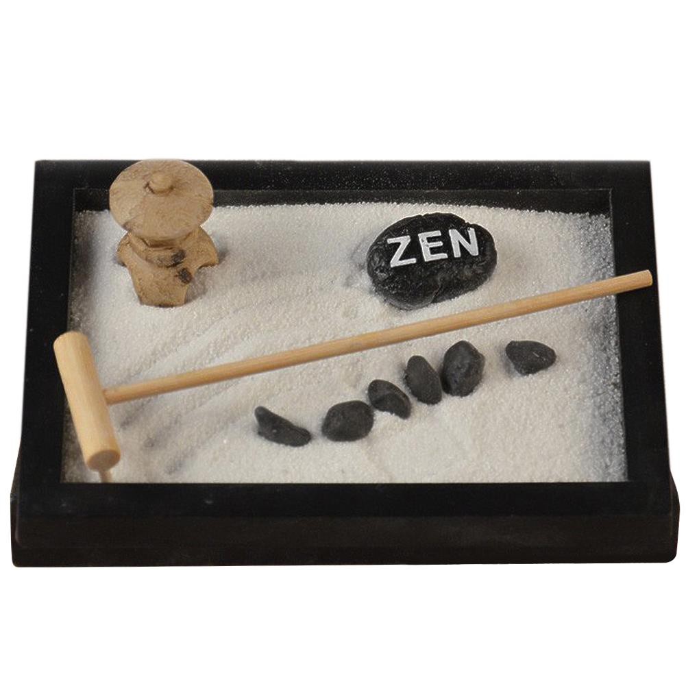 Desk Zen Mini Tray Garden Sand Table Stones Rock Buddha Meditation