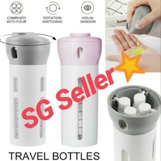 SG 4-in-1 Lotion Shampoo Gel Travel Dispenser Portable Leakproof Rotatable Bottle Small
