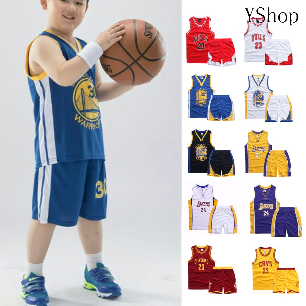 Nba 23 Lakers Lebron James Golden State Warriors Basketball Jersey Kids Boys Girls Baby Summer Suit Uniform Top Short Shopee Singapore