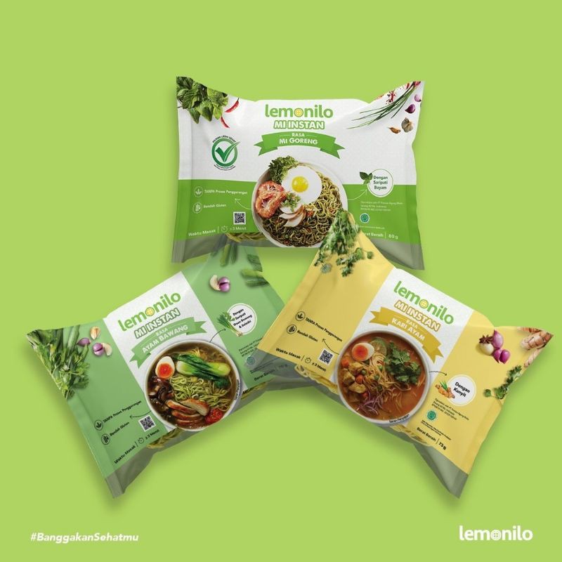 Lemonilo Noodle, Healthy Instant Noodle Chicken Curry Flavor, Onion