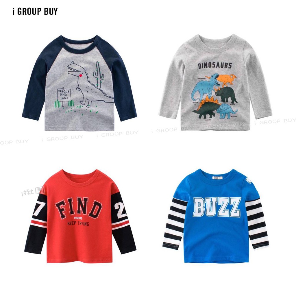 I B 13 E Korean Children Dinosaur Long Sleeve Shirt Cotton Boy T Shirt Shopee Singapore - dino shirt for 30 boy shirts roblox