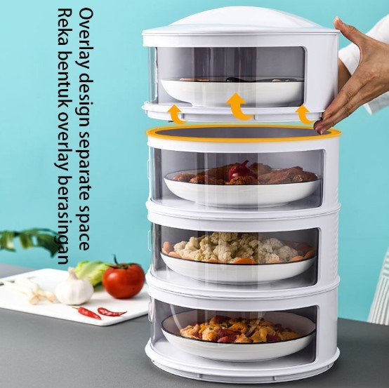 Ready Stok Tudung Saji Moden Viral 4 Tingkat Jenis Window Slide 4 Layer Rotatable Food Storage Rack Shopee Singapore