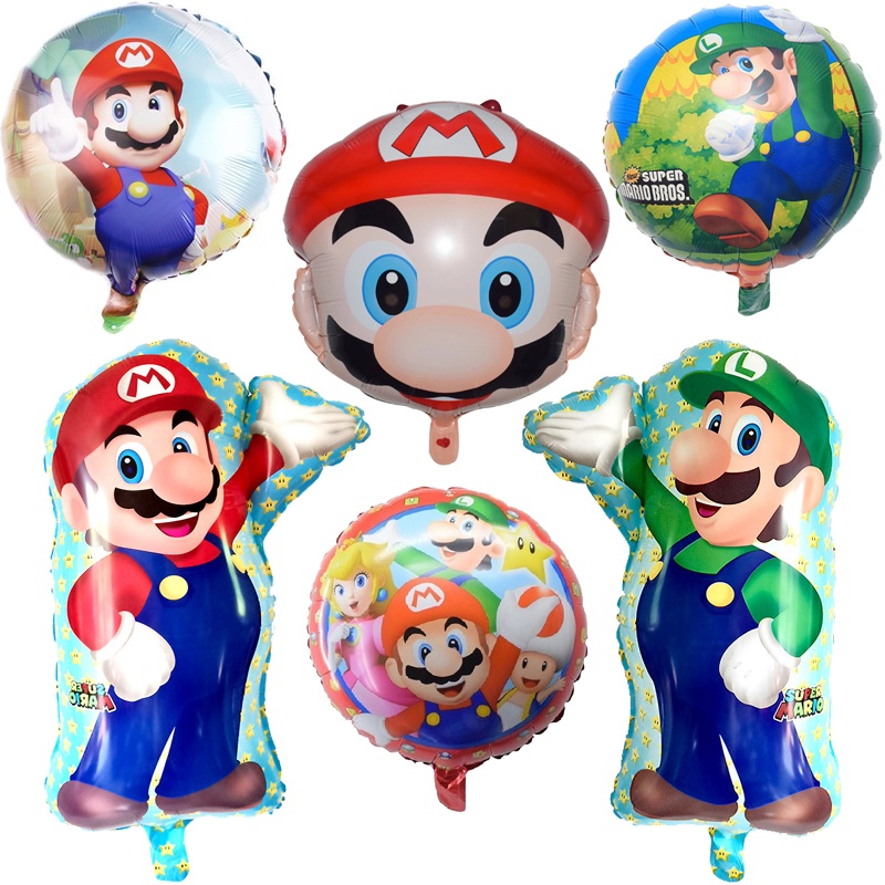 1pcs Super Mario Bros Foil Balloon Red Green Luigied Mary Game Theme ...