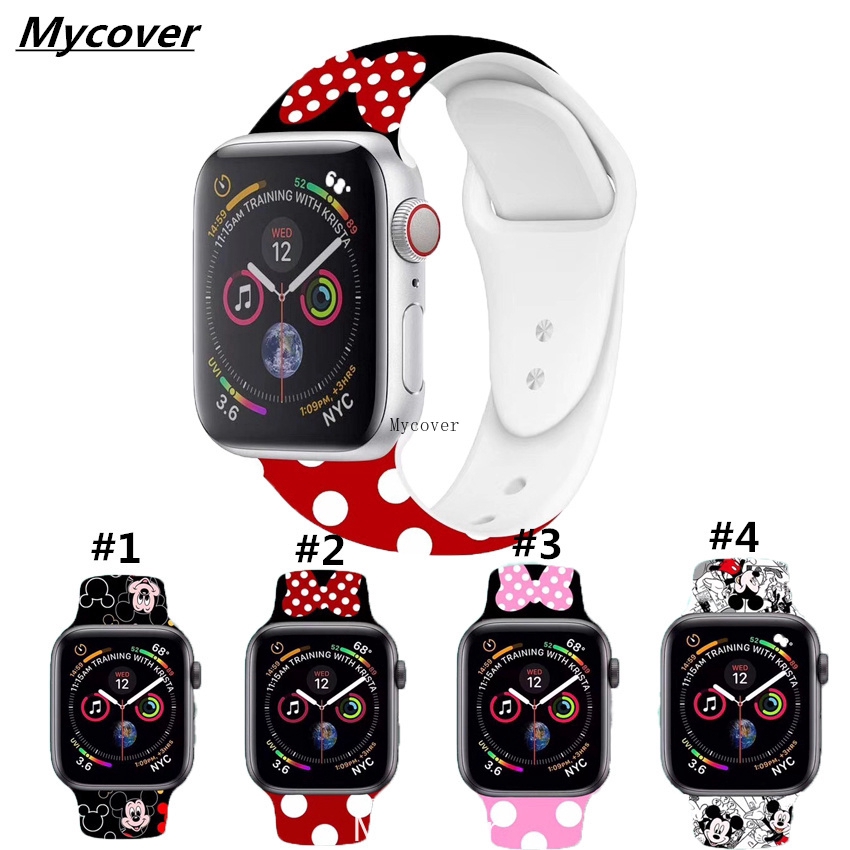 Cartoon Mickey Stitch Silicone Sport Strap For Apple Watch Series 6 Se 5 4 3 2 1 Bands Wrist Iwatch 38mm 42mm 40mm 44mm Soft Shopee Singapore