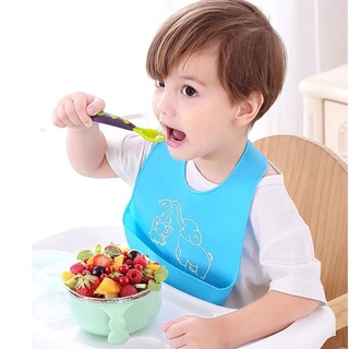 【SG hstvBB】Baby food catcher Food Grade Silicone Adjustable Baby Bib Waterproof #0