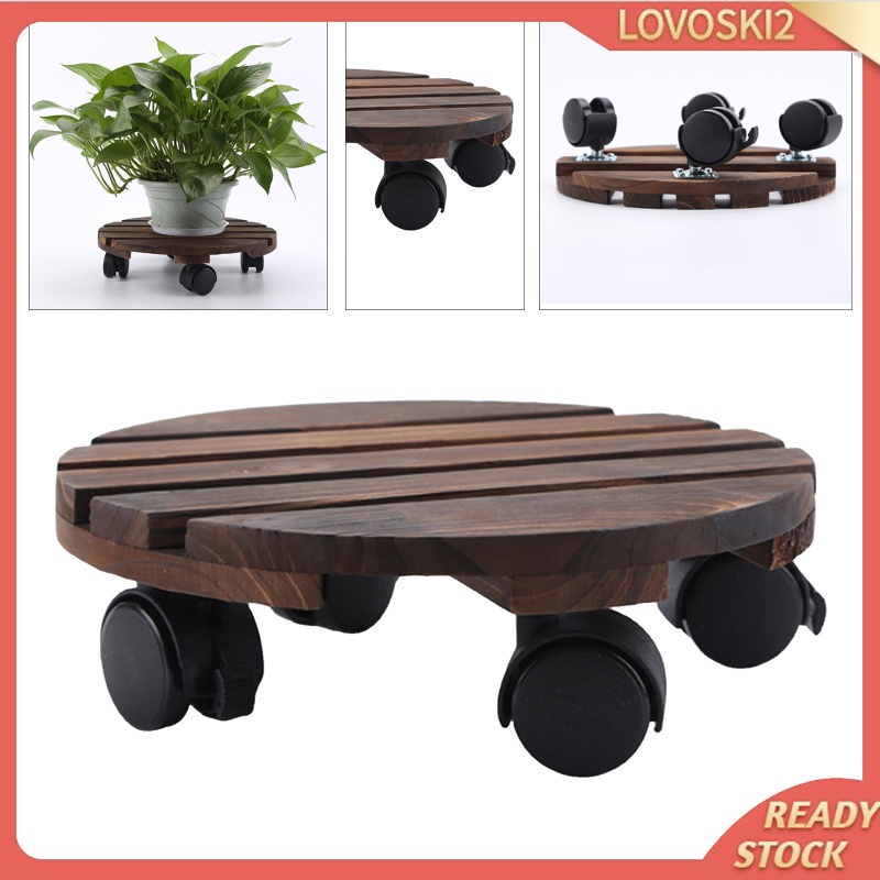 [LOVOSKI2] Rolling Plant Stand Caddy Round Flower Pot Trolley Stand With Wheels 30cm Shopee