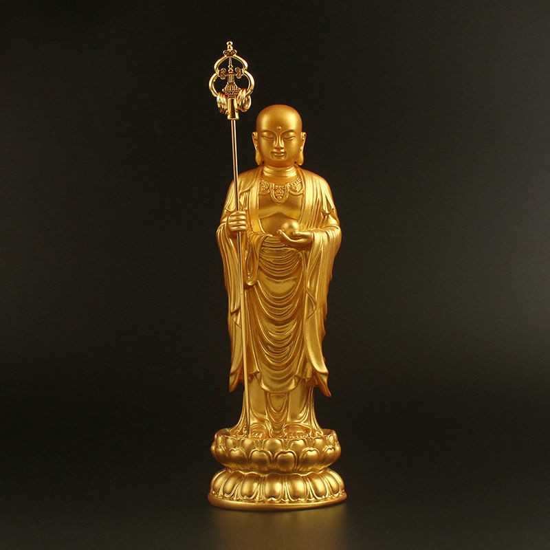 READY STOCK】A small statue of Ksitigarbha Bodhisattva stands Ksitigarbha  Jiuhua Mountain Buddhist craft ornaments solemnly 18 cm dedicated to the  Peace Buddha地藏菩萨小佛像站地藏王九华山佛教工艺摆件庄严18厘米供奉平安佛|