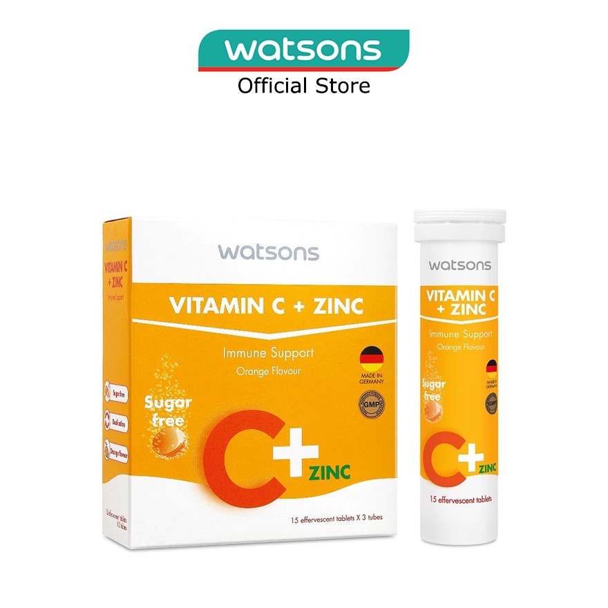 WATSONS Sugar Free Vitamin C + Zinc Orange Flavour (Immune Support) 15s ...