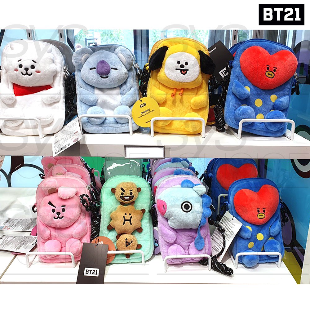 Bts Bt21 Official Authentic Goods Plush Cross Bag 7characters By Line Friends Shopee Singapore