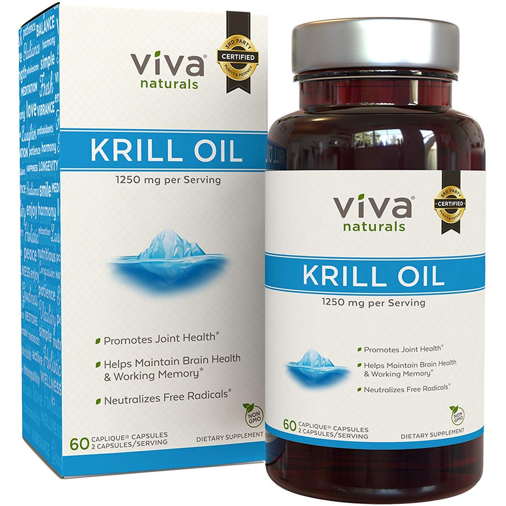 Viva Naturals Krill Oil Supplement Antarctic Krill Oil 1250 mg, Crill