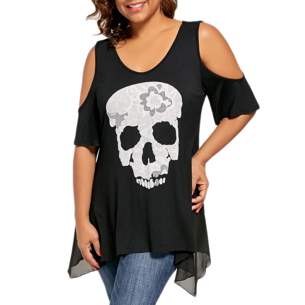 plus size skull tops