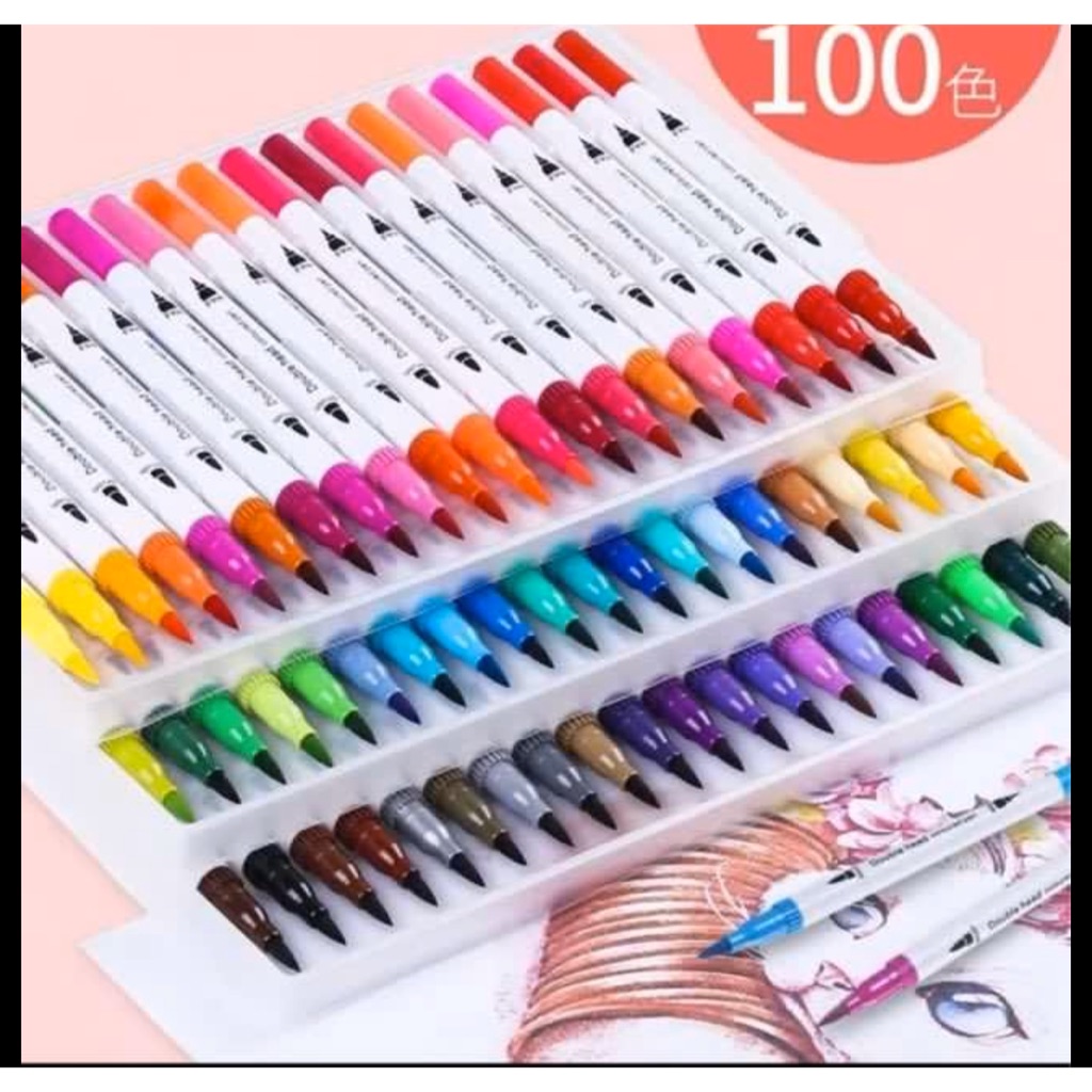 Original 60 80 100 Colors Set Watercolour Brush Art Markers Pens Colouring Pen Fineliner Shopee Singapore