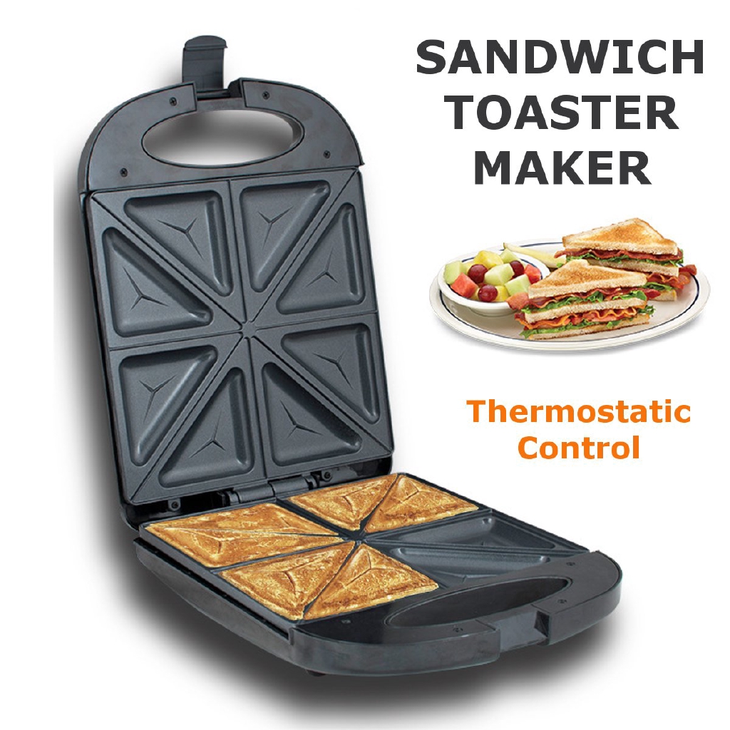 1200W 220V Electric Sandwich Maker 4 Slice Dual Toast Grill Non Stick