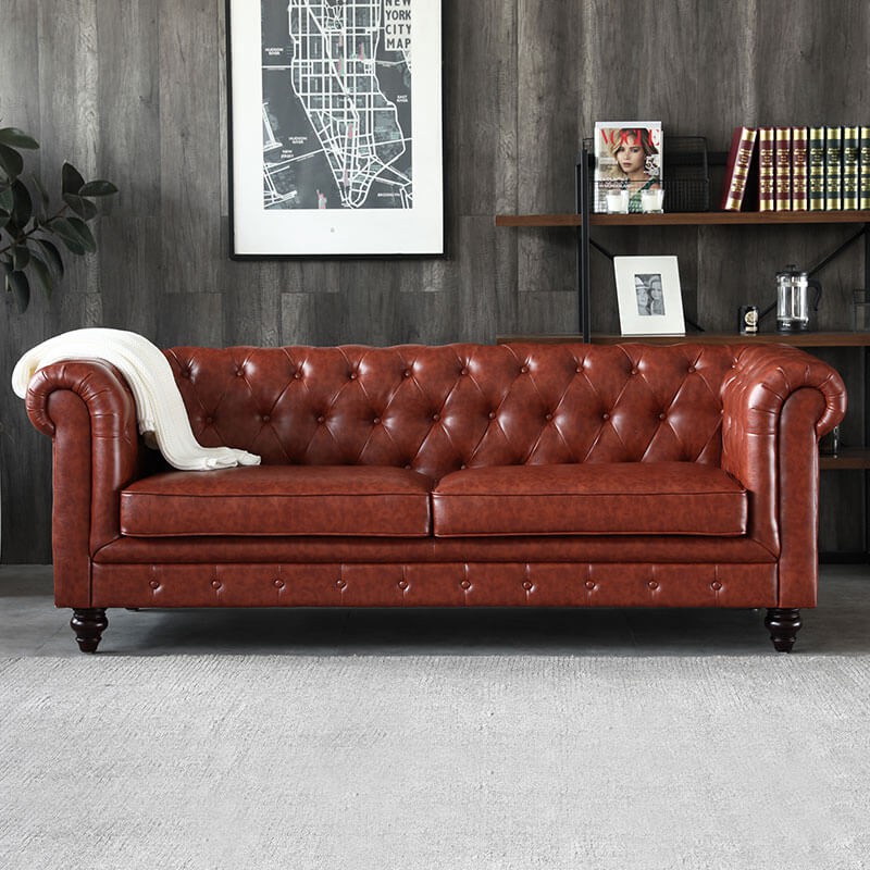 Hugo 3 Seater Chesterfield Sofa, Red Leather Chesterfield Sofa Bed