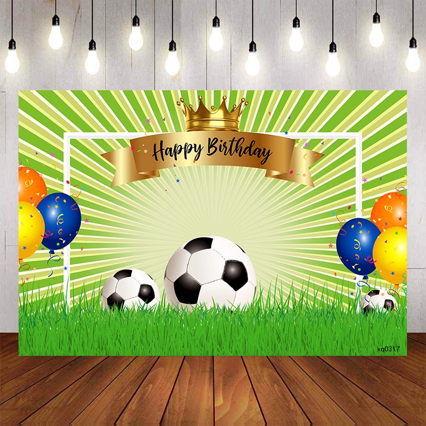 Green Sport Soccer Photography Backgrounds Football Boys Birthday Party  Backdrops Photo Gold Banner Custom Text | Shopee Singapore