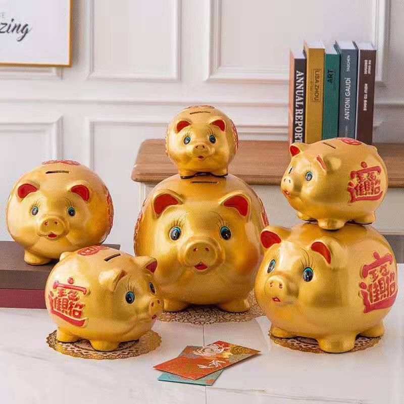 Ceramic Golden Pig Piggy Bank Piggy Bank Piggy Bank Adult Children