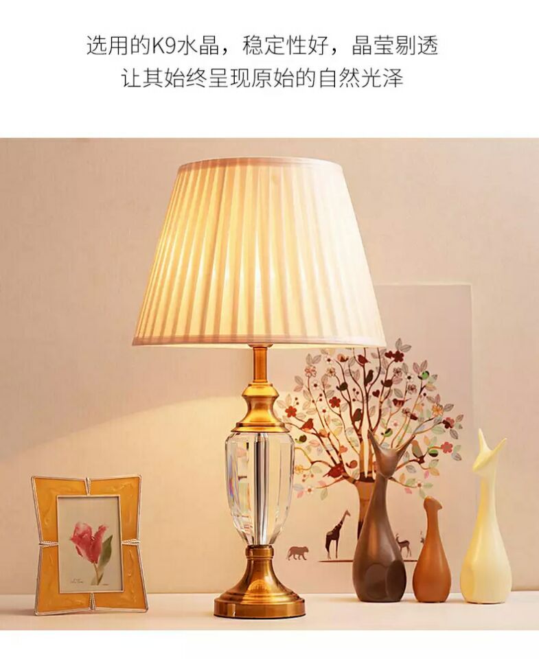 ぁもlight Luxury Crystal Bedside Lamp, Glass Table Lamps For Living Room