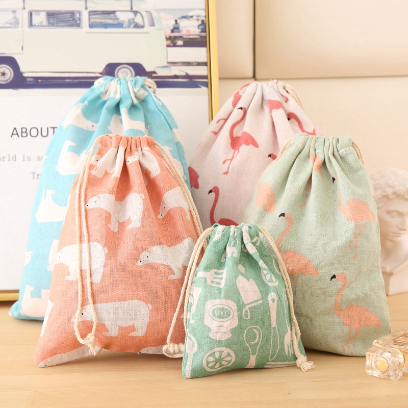 [Ready Stock] Household Cotton Drawstring Clothes Shoes Storage Bag Travel Makeup Bag