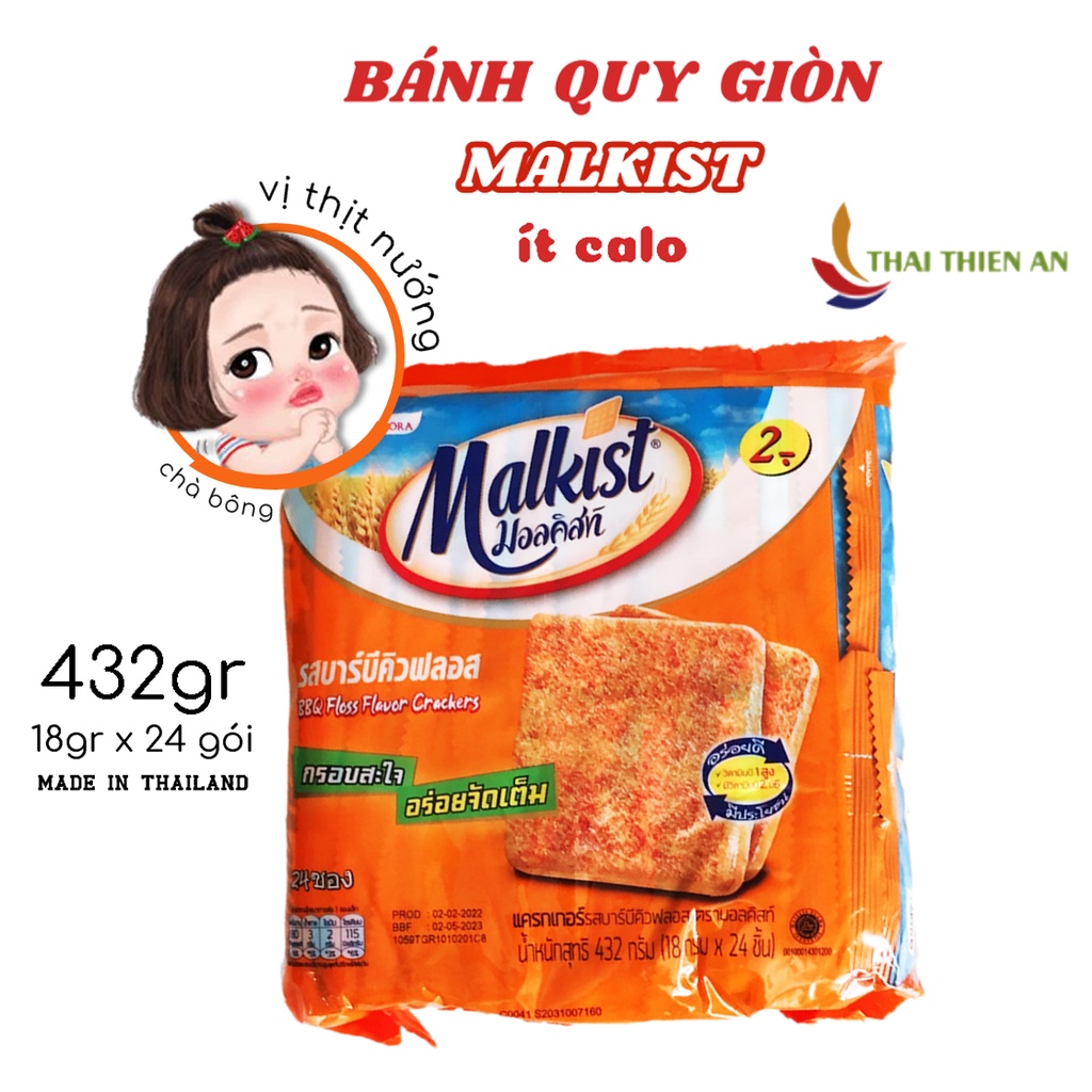Malkist Thai Barbecue Crispy Biscuits 432gr LowCalorie Cake Bag