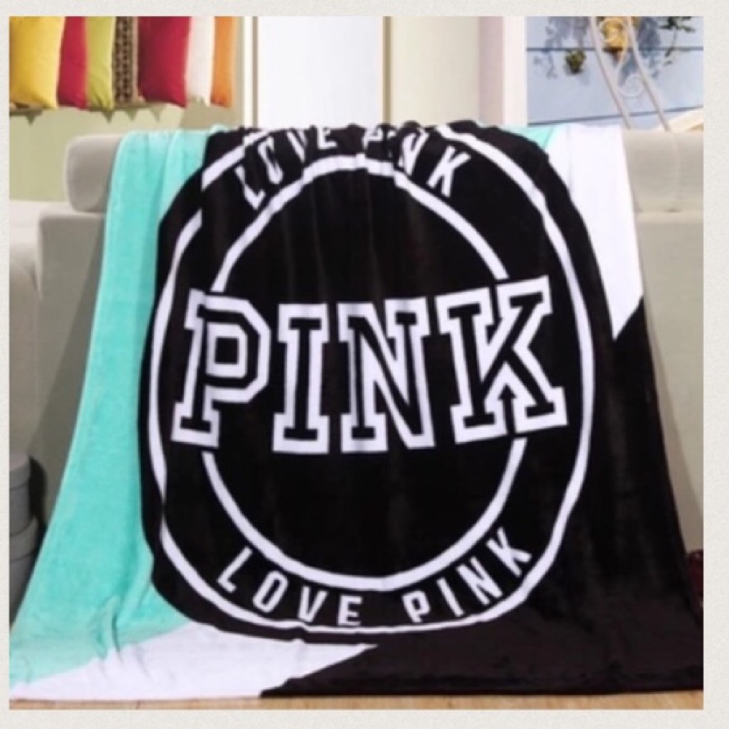 Victorias Secret Love Pink Blanket In Blue Shopee Singapore