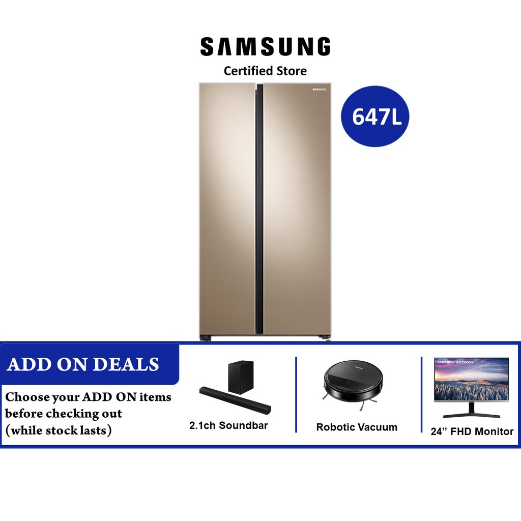 Samsung 647L Side by Side SpaceMax Fridge RS62R5006F8/SS Maple Gold 2