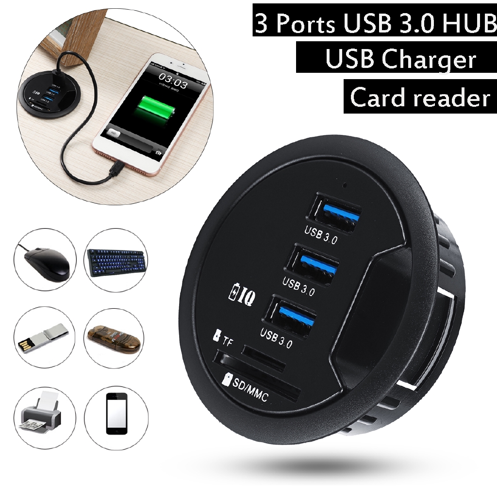 Mount In Desk 3 Port Usb 3 0 Hub Adapter Charging Tf Sd Memory