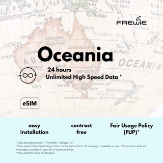 Unlimited* Oceania eSIM 24 hours Data Roaming (*FUP)| QR delivered via email