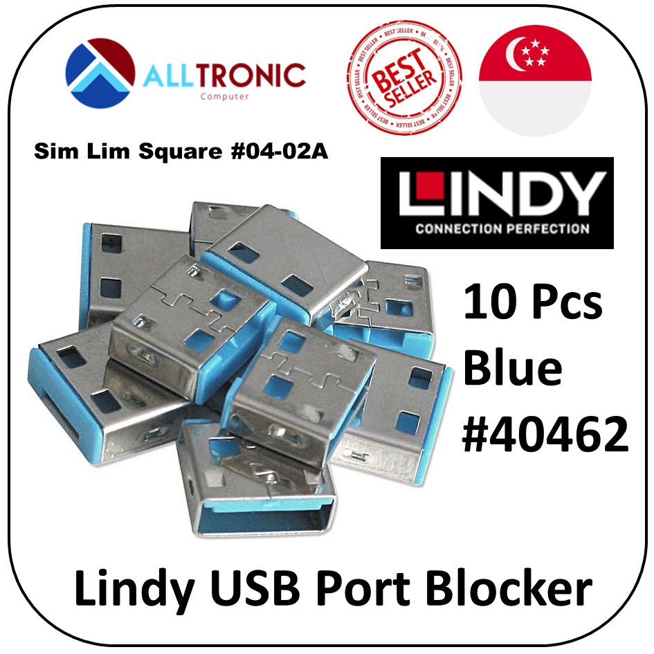 Lindy USB Port Blocker Lock Blue 10pcs (40462) Shopee Singapore