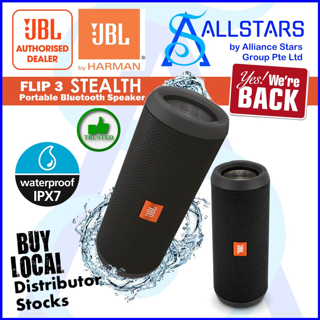 JBL Flip 3 / Flip3 Stealth Edition Portable Bluetooth Speaker / IPX7