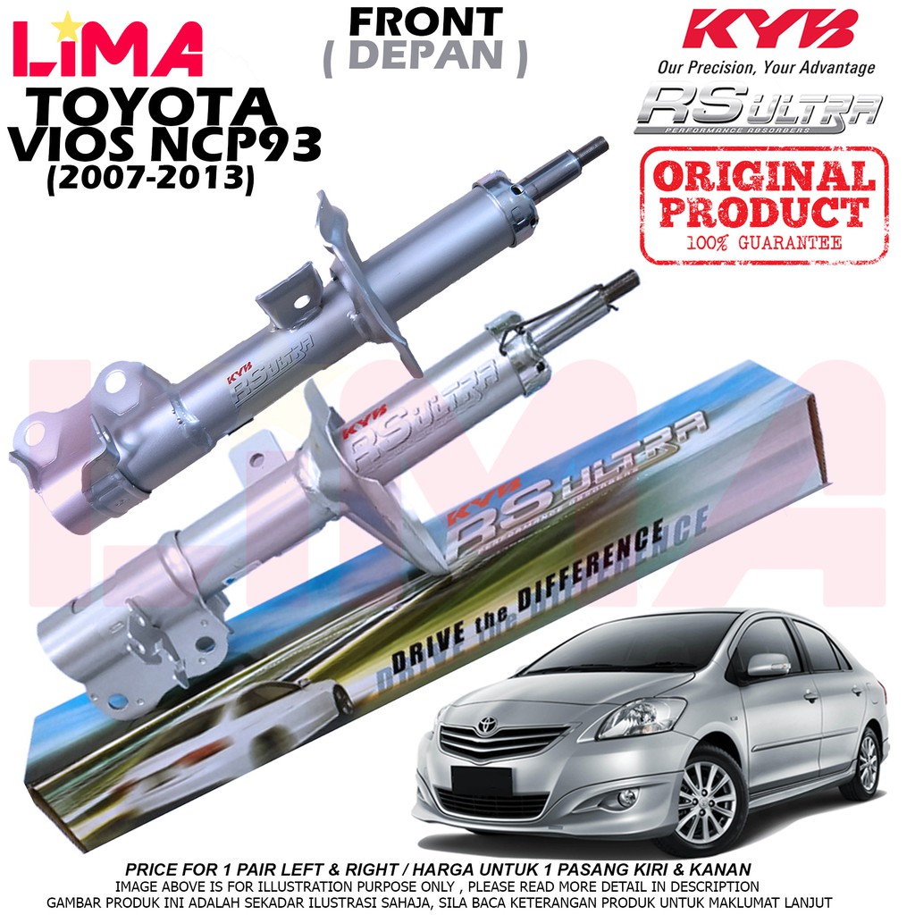 1PAIR TOYOTA VIOS NCP93 FRONT SHOCK ABSORBER RS ULTRA ( HEAVY DUTY ) KAYABA KYB *ORIGINAL* (2007
