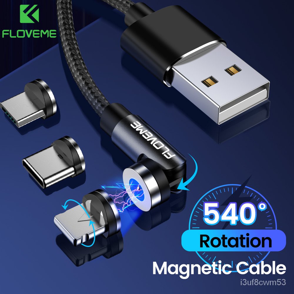 Floveme Usb C Cable 540 Degree Type C Rotate Magnetic Cable Magnet Charger Micro Usb Phone Accessories For For Iphone Xi Shopee Singapore
