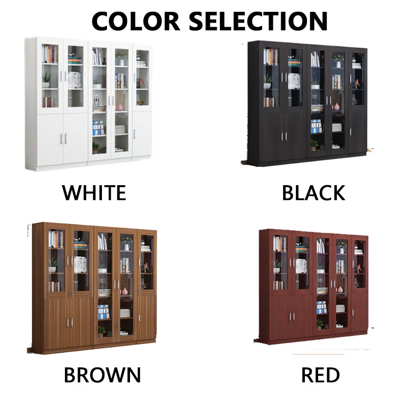 ZOHE Bookcase Bookshelf Cabinet Combination Office Solid Wood Filing Cabinet With Lock Glass Door Storage Locker/Simple Home