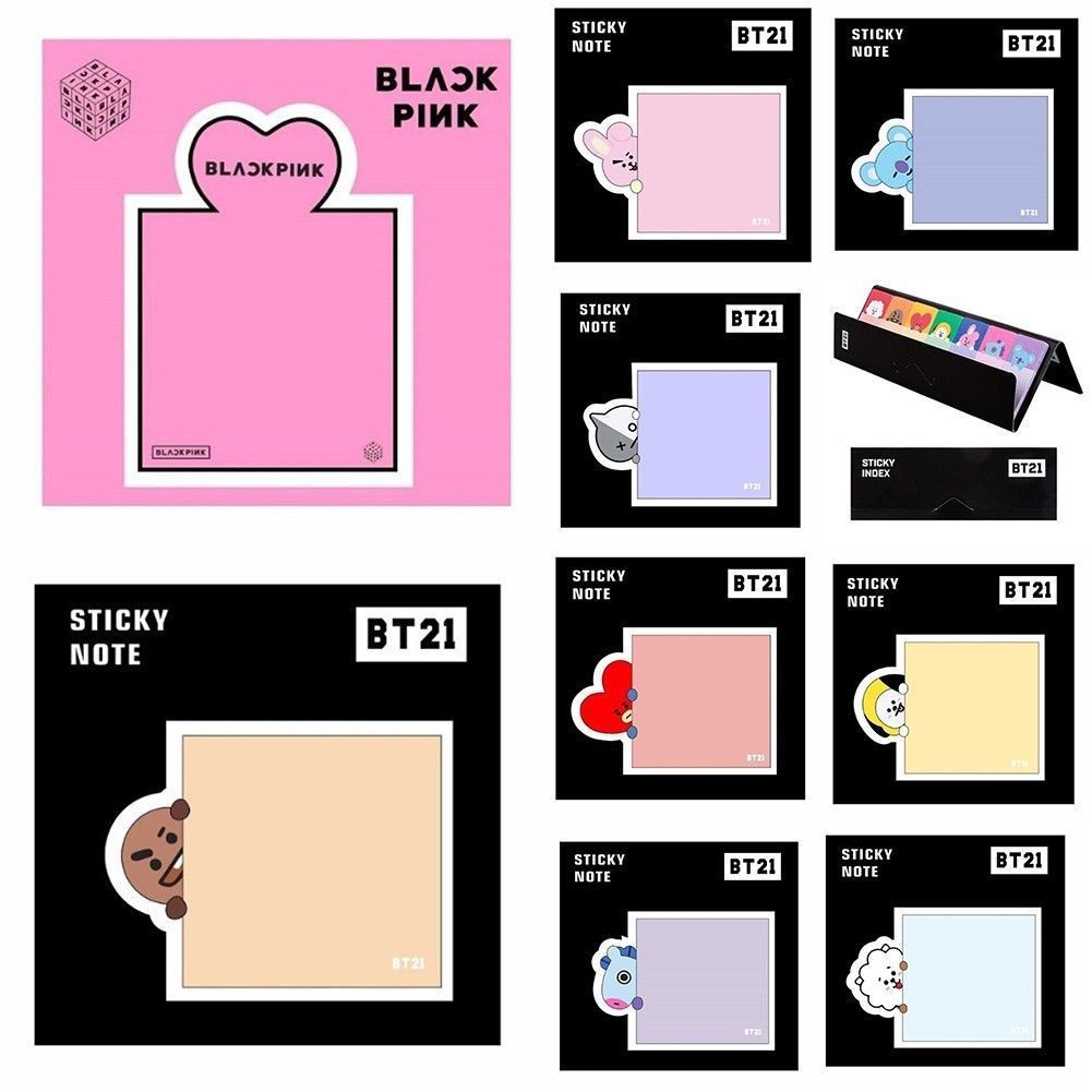 kpop bts bt21 blackpink cute sticky notes memo pad stickers bookmark