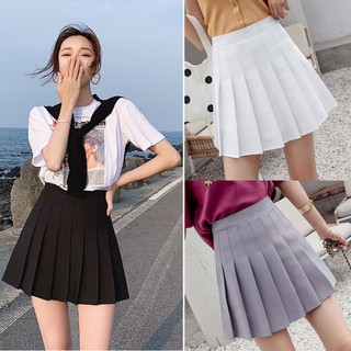 Image of HIGH QUALITY Women Pleated Skirt Inner Safty Shorts Side Zipper Pure Color Mini Skirts