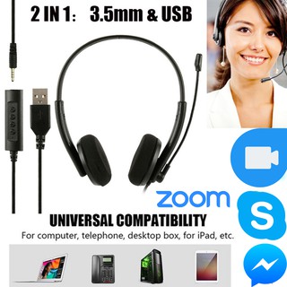 USB PC Headset Conference Call with Noise Cancelling Wired Headphones