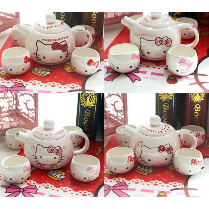 Hello kitty teapot tea set machine cat big belly pot full set of teapot