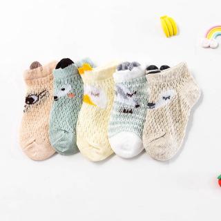 5Pcs/set Summer Cotton Thin Section Mesh Baby Socks Cartoon Breathable Baby Boat Socks Loose Mouth Cotton Children Socks #5