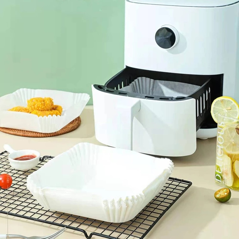30/50/100 Sheets Square Disposable Paper Mats/ Air Fryer Non-Stick Paper Liner/ Multifunction Kitchen Waterproof Baking Pan