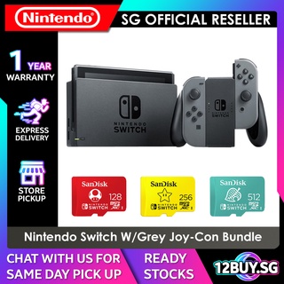 Nintendo Switch Console System (Grey Joy-Con) with SD Card Bundle 128GB/256GB/512GB - Local SG Warranty 12BUY.IOT